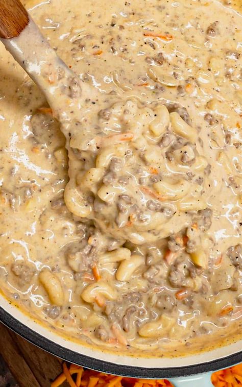 Macaroni Cheese Soup, One Pot Cheeseburger Soup, Hamburger Cheese Soup, Recipes Using Campbells Cheddar Cheese Soup, Cheeseburger Noodle Soup, Ground Beef And Rice Soup, Cheeseburger Soup With Noodles, Soup Recipes With Noodles, One Pot Macaroni Cheeseburger Soup