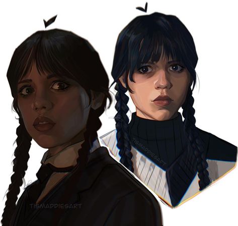 Drawing Of Wednesday, Wednesday Snap, Wednesday Addams Fanart, Wednesday Addams Art, Netflix Wednesday, Wednesday Art, Addams Wednesday, Wednesday X Enid, Jenna Ortega Emma Myers