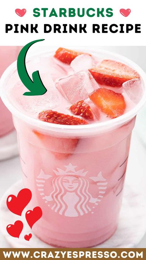 starbucks pink drink recipe diy easy - starbucks pink drink recipe diy keto - healthy starbucks pink drink Fruity Starbucks, Pink Drink Recipe, Starbucks Pink Drink Recipe, Starbucks Pink Drink, Pink Drink Recipes, Strawberry Acai Refresher, Strawberry Acai, Coffee Guide, Diy Drinks