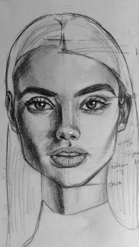 Face Portrait Drawing Sketches Easy, Digital Face Painting, Creative Portrait Drawing, Face Sketches Pencil, Woman’s Face Drawing, Portrait Sketches Easy, Face Art Drawing Sketches, Art Sketches Portraits, Womens Face Drawing