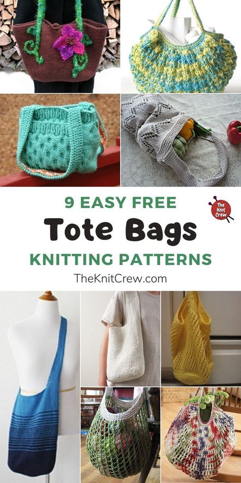 Easy Tote Bag Pattern Free, Knitting Tote Bag Pattern, Tote Bag Patterns, Knitting Projects Free, Knitting Bag Pattern, Tote Bag Pattern Free, Bag Knitting, Knitting Tote Bag, Knitting Tote