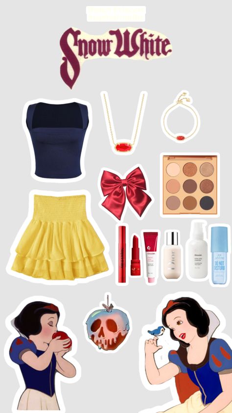 Snow White Disney princess inspired outfit 🤍🍎 #snowwhite #disney #princess #disneyprincess #outfitinspo #popular Pixar Halloween Costumes, Modern Disney Outfits, Snow White Disney Princess, Disney Princess Inspired Outfits, Snow White Halloween Costume, Snow White Outfits, Disney Bound Outfits Casual, Disney Trip Outfits, Princess Inspired Outfits