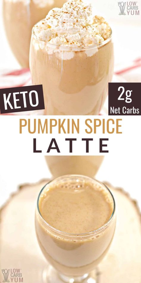 A delicious keto pumpkin spice latte is a popular low-carb coffee drink for fall. But it's so good, you'll want to enjoy it all year round! Keto Pumpkin Spice Latte, Keto Coffee Recipe, Pumpkin Spiced Latte Recipe, Keto Drinks, Postre Keto, Low Carb Drinks, Keto Pumpkin, Pumpkin Spice Syrup, Pumpkin Spice Coffee