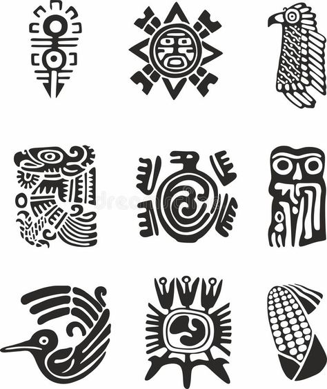 Aztec Symbols, Indian Symbols, Mayan Symbols, Zentangle Designs, Tattoo Design Book, Indigenous Art, Zentangle Patterns, Colored Paper, Abstract Background