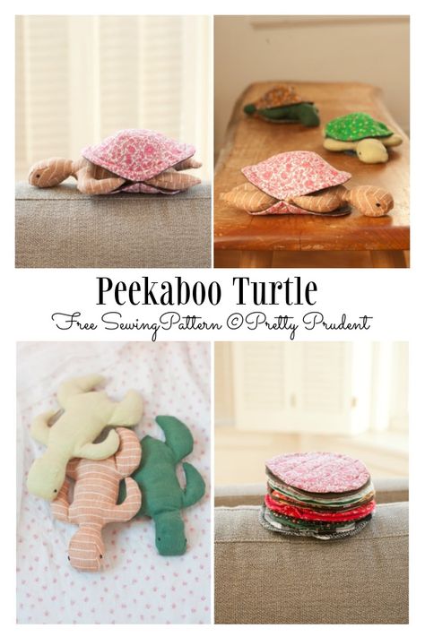 Fabric Peekaboo Turtle Free Sewing Pattern | Fabric Art DIY Toy Template, Homemade Turtles, Fabric Art Diy, Sewing Hand, Fabric Sewing Patterns, Animal Sewing Patterns, Free Toys, Free Sewing Pattern, Turtle Pattern