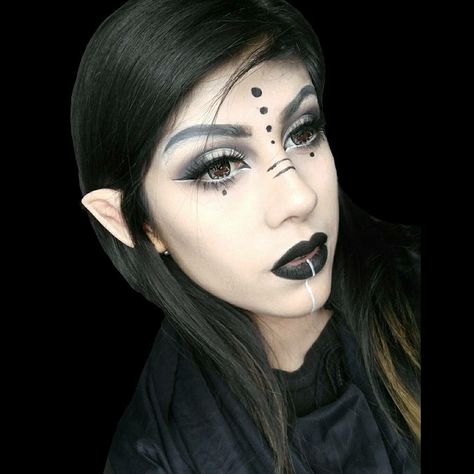 Dark Elf Makeup  Details are on Instagram: firepixie_ For a makeup tutorial ➡ FirePixieMakeup #darkelf #darkelfmakeup #makeup #fantasy #fantasymakeup Dark Elf Cosplay Makeup, Dark Fairy Makeup Tutorial, Dark Elven Makeup, Woodland Witch Makeup, Dark Fairy Makeup Halloween, Dark Fairy Make Up, Woodland Elf Makeup, Dark Elf Cosplay, Dark Elf Makeup