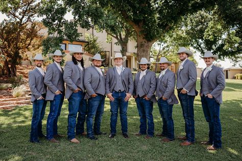 Groomsmen Jeans And Grey Jacket, Gray Suit Jacket With Jeans Wedding, Groom Jeans And Jacket Country Weddings, Groomsmen Attire Jeans And Jacket, Groomsmen Jeans And Jacket, Groom Jeans And Jacket, Blue Jean Wedding Men Groom Attire, Jeans Groomsmen, Groomsmen In Jeans