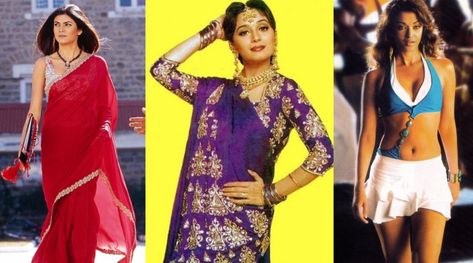 Iconic Bollywood Outfits That We All Wanted Our Tailor To Stitch For Us Bollywood Theme Saree Outfit, 90 Bollywood Fashion, Bollywood Theme Party Ideas, Bollywood Character Day In College Ideas, Bollywood Theme Party Outfit Ideas, Iconic Bollywood Outfits, Bollywood Day In College Ideas, Bollywood Theme Party Outfit For Women, Bollywood Theme Party Outfit