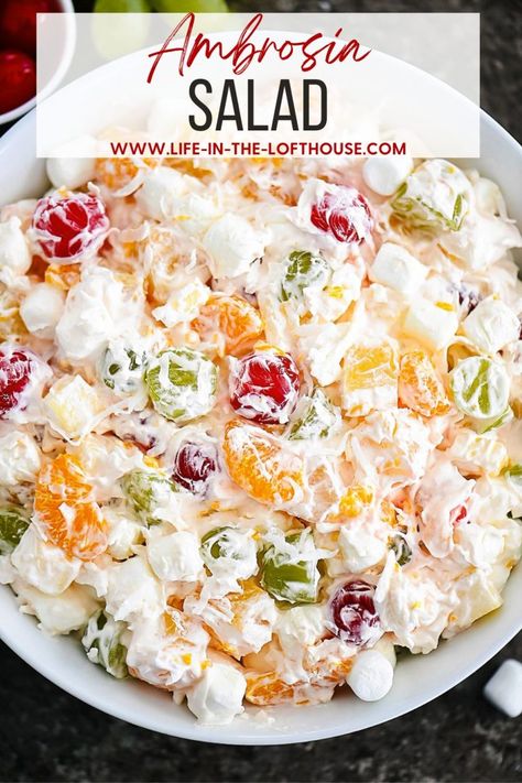 Ambrosia Dessert, Ambrosia Salad Recipe, Ambrosia Recipe, Ambrosia Fruit Salad, Salad Cream, Ambrosia Salad, Fruit Salad Recipes, Summer Salad Recipes, Picnic Food