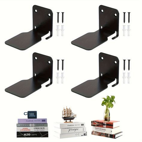 Shop 4pcs invisible floating bookshelves heavy duty book organizers wall mounted bookshelf stainless steel invisible bookshelf hidden floating shelf iron storage shelves for bedroom living room office wall decor at the lowest price at Temu. Check reviews and See what's new of Home & Kitchen. Explore the latest arrivals. Invisible Bookshelf, Mounted Bookshelf, Shelves For Bedroom, Floating Books, Whimsical Bedroom, Metal Storage Shelves, Floating Bookshelf, Wall Mounted Bookshelves, Floating Bookshelves