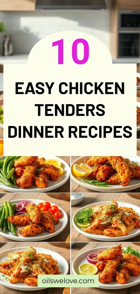 Discover the ultimate collection of 10 Easy Chicken Tenders Dinner Recipes, perfect for weeknight meals! These delightful chicken tenders dinner ideas are quick, simple, and packed with flavor. From crispy baked chicken tenders to savory grilled options, find your new favorite chicken tenders recipe now! Easy Chicken Tender Recipes, Dinner Ideas Using Chicken, Lemon Herb Chicken Breast, Crispy Baked Chicken Tenders, Chicken Tender Recipes Easy, Chicken Tenders Dinner, Easy Chicken Tenders, Quick And Easy Chicken Recipes, Chicken Strip Recipes