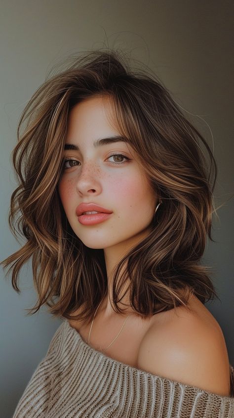 Check more at https://howcandothis.com/hairstyleideas/17793/ Female Shoulder Length Hairstyles, Trendy Haircuts For Shoulder Length Hair, Shoulder Length Wavy Brown Hair, Medium Length Brown Hair Balayage, Medium Length Haircut Brown Hair, Shoulder Hair Length, Medium Short Hairstyle Women, Medium Length Haircut For Wavy Hair, Haircuts Medium Hair