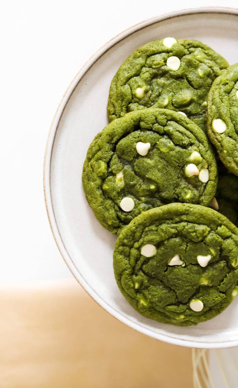 Matcha White Chocolate Cookies, Matcha Cookies Recipe, Green Tea Cookies, Matcha White Chocolate, Matcha Cookies, Vegan White Chocolate, Matcha Chocolate, White Chocolate Chip, Matcha Recipe