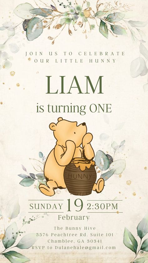 Pooh Invitation, Gender Reveal Baby Shower Themes, Winnie The Pooh Themes, Idee Babyshower, Baby Birthday Themes, Disney Baby Shower, Winnie The Pooh Birthday, Baby Shower Invitaciones, Baby Bear Baby Shower