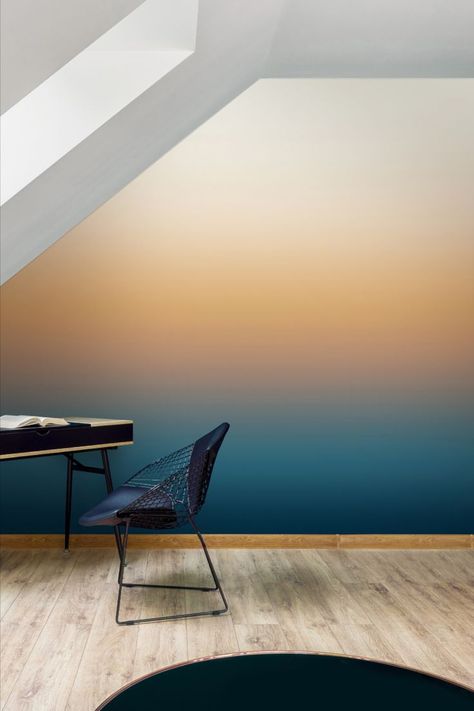 WallPepper®/Group, with its unique and engaging wallpapers brings the good weather on the walls in every space, indoor or outdoor, creating exciting and amazing places. Gradation Interior Design, Gradient Interior Design, Gold Ombre Wallpaper, Ombre Painted Walls, Unique Paint Colors, Cnc Furniture Plans, Gradient Wall, Wall Color Combination, Ombre Wall