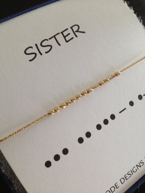 Set of 2 SISTERS 14k gf or Sterling Silver by ErinElizabethCarson Sister Necklace Set, Code Morse, Morse Code Necklace, Sister Bracelet, Sister Necklace, Morse Code Bracelet, Morse Code, Personalized Bracelets, Diy Schmuck