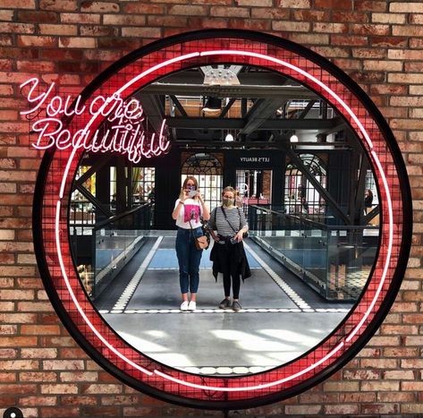 Selfie Wall, Custom Mirror, Custom Neon Lights, Neon Decor, Selfie Mirror, Metal Furniture Design, Mirror Sign, Custom Mirrors, Taking Selfies