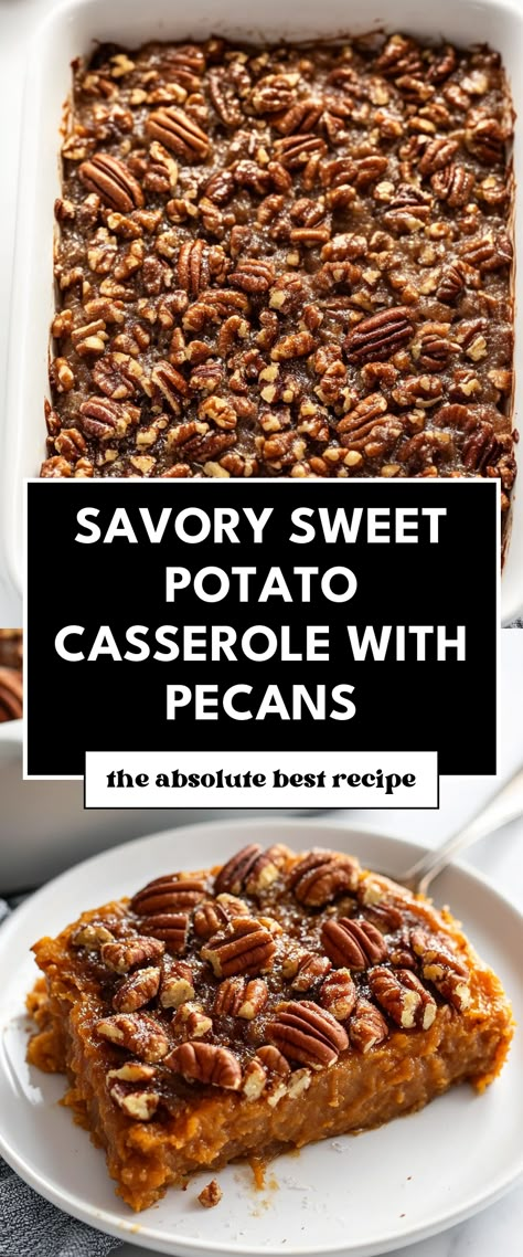 Image for Savory Sweet Potato Casserole with Pecans Sweet Potato Casserole Pecans Coconut, Bourbon Pecan Sweet Potato Casserole, Best Sweet Potato Casserole With Pecans, Savory Sweet Potato Casserole Recipes, White Sweet Potatoes Recipes, Sweet Potatoes Casserole With Pecans, Sweet Potato Cassarole, White Sweet Potato Recipe, Pecan Casserole