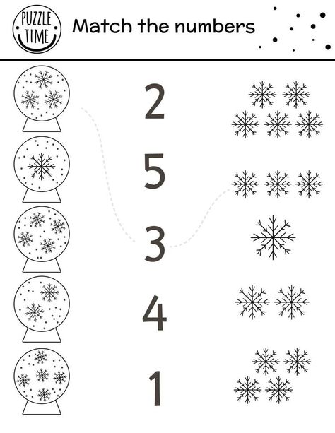 Winter Math Games Preschool, Preschool Worksheets Christmas, Snowflake Worksheets For Preschool, Christmas Counting Worksheet, Snow Worksheets Preschool, Snowman Math Preschool, Math Winter Activities Preschool, Winter Sports Activities Preschool, Christmas Math Preschool