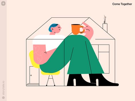 Work Together Illustration, Caring Illustration People, Togetherness Illustration, Netflix Ads, Publication Illustration, Communicating Illustration, Connecting People Illustration, People Working Illustration, Together Illustration