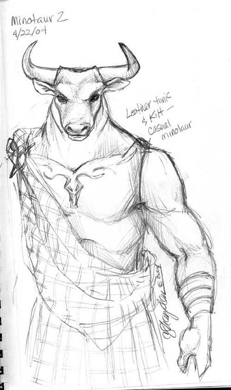 Minotaur Drawing, Greek Mythology Animals, Greek Drawing, Mythical Monsters, The Minotaur, Monster Drawing, Creative Drawing Prompts, Flower Art Drawing, Art Drawings Sketches Pencil