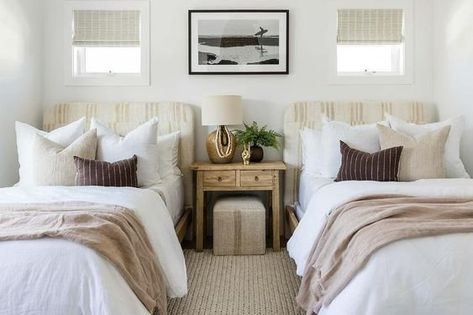 How to Design a Gorgeous Guest Bedroom with Twin Beds Fishing Cottage, Twin Beds Guest Room, Beach Airbnb, Beach Style Bedroom, Pure Salt Interiors, Pure Salt, Neutral Room, Bedroom Orange, Twin Beds