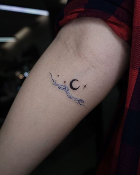 Moon With Water Tattoo, Moon On Water Tattoo, Sea And Stars Tattoo, Sun Moon Tattoo Meaning, Moon Over Water Tattoo, Water And Moon Tattoo, Sea And Moon Tattoo, Water Moon Tattoo, Moon Waves Tattoo