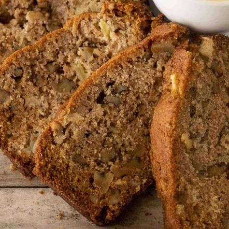 Walnut Apple Bread Recipe Apple Walnut Loaf, Applesauce Nut Bread, Walnut Bread Loaf, Walnut Bread Recipe Simple, Apple Sauce Bread Recipe, Apple Nut Bread Recipe, Apple Walnut Bread Recipe, Buckwheat Flour Bread, Apple Raisin Bread