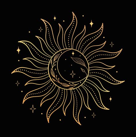 Dark Sun Tattoo, Sinister Tattoos, Unique Sun Tattoo, Arrow Tat, Eclipse Tattoo, Sun And Moon Design, Moon Sun Tattoo, Sun Tattoo Designs, Sun Logo