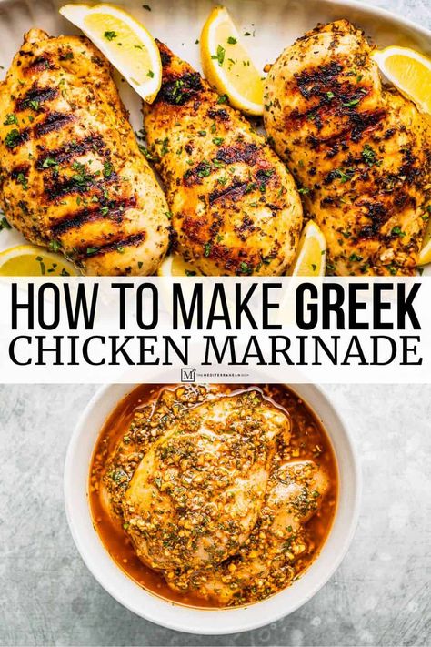 Mediterranean Chicken Marinade, Oregano Recipes, Chicken Dishes For Dinner, Greek Marinated Chicken, Greek Chicken Marinade, Baked Greek Chicken, Easy Chicken Marinade, Marinate Chicken, Chicken Marinade Recipes