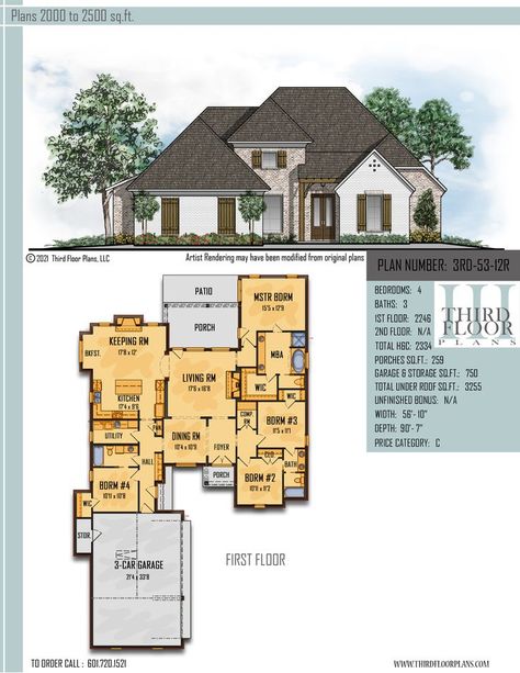 $700.00 House Plan 9 sets Acadian Cottage, Garage With Storage, Large Porch, Master Suite Bedroom, Bedroom Porch, Porch Flooring, Craftsman Style House Plans, Keeping Room, Chefs Kitchen