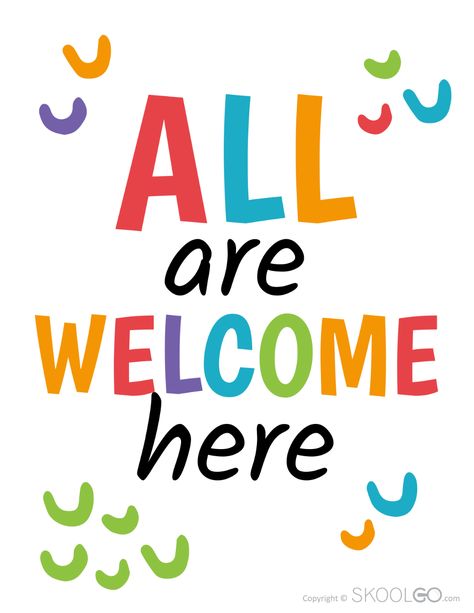 All Are Welcome Here Sign, Welcome To Our Classroom Sign Free Printable, Welcome Posters For School, Welcome Printable Free, Preschool Quotes, English Classroom Posters, Shower Snacks, Poster For Classroom, Classroom Posters Free