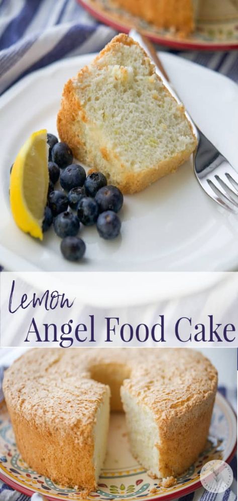 This airy Lemon Angel Food Cake is a deliciously light dessert that tastes great with fresh berries, it will definitely satisfy your sweet tooth. #cake #dessert Lemon Angel Food Cake, Homemade Coffee Cake, Angel Food Cake Desserts, Tooth Cake, Light Dessert, Blogger Photos, Light Desserts, Dessert Toppings, Mouthwatering Recipes