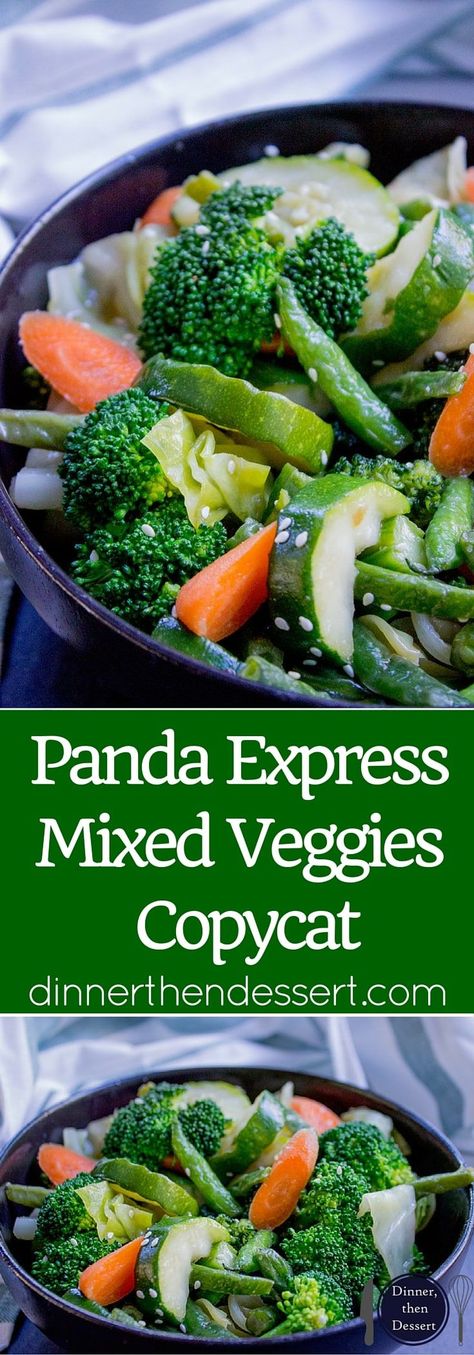 Panda Express Mixed Veggies is a mix of broccoli, zucchini, carrots, string beans and cabbage steamed in chicken stock for added flavor. Instapot Vegetables, Broccoli Seasoning, Panda Recipes, Asian Plates, Copycat Dinner, Mix Vegetable Recipe, Steamed Veggies, Dinner Then Dessert, Mixed Veggies