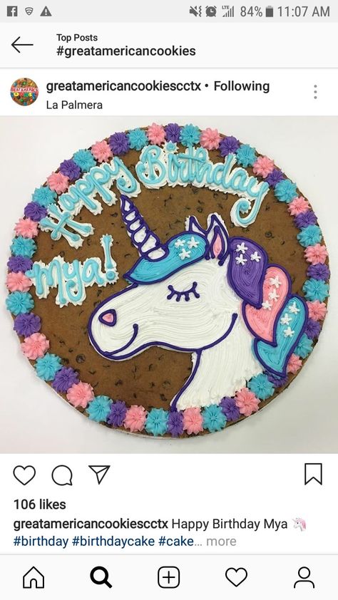 Cookie Cake Unicorn, Unicorn Cookie Cake Designs, Horse Cookie Cake, Princess Cookie Cake, Cookie Cake Decorating Ideas Birthdays, Birthday Cookie Cake Designs, Unicorn Cookie Cake, Decorated Cookie Cake, Cookie Cake Decorating Ideas