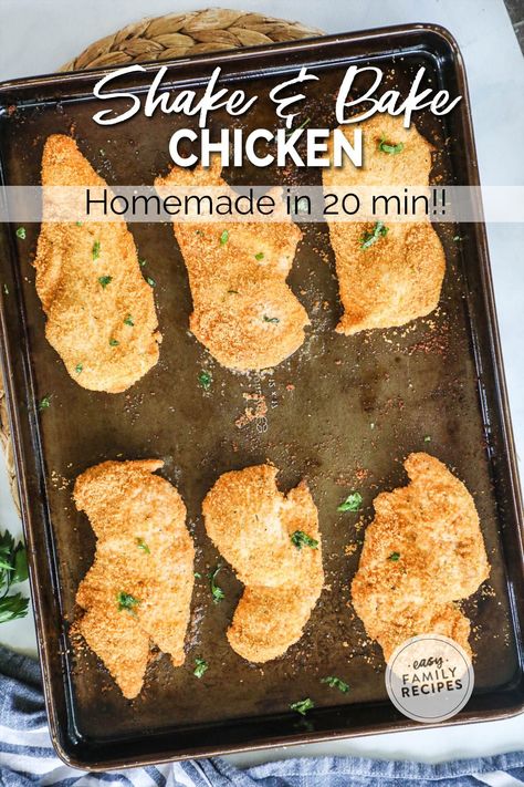 Done in 30 minutes and SO tasty! Shake and bake chicken is a classic, well-loved family dinner for a reason - prep and clean up are easy, and it’s TASTY! Making a homemade shake and bake recipe is actually really simple and my family loves to enjoy chicken cutlets baked in the extra flavorful, seasoned breadcrumb mixture. My DIY mix can be baked or fried, and you can even make it your own with different spices. This is the best easy dinner recipe for the family on a busy night. Homemade Shake And Bake Chicken, Chicken Cutlets Baked, Shake And Bake Recipe, Chicken Shake And Bake, Shake And Bake Chicken, Chicken Thighs In Oven, Homemade Shake And Bake, Crispy Breaded Chicken, Shake N Bake Chicken