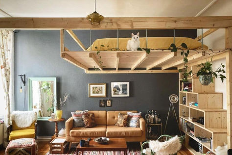 Gallery of the best loft bed ideas including DIY, rustic, modern and loft beds as well as beds with storage and built-in desks. Loft Bed Accessories, Guest Bed Ideas, Loft Beds For Adults, Bedroom Ideas Loft, Loft Beds For Kids, Loft Bed Ideas, Small Loft Spaces, Kids Loft Bed, Modern Loft Bed