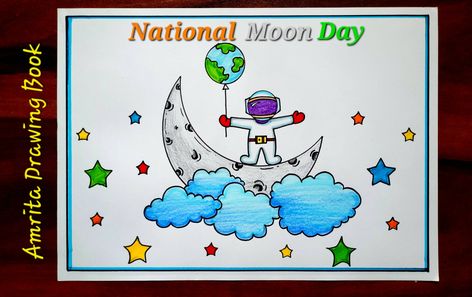 Video Tutorial uploaded on Amrita Drawing Book Channel. Subscribe for more creative Drawings and School Projects #chandradinam #moonday #nationalmoonday #poster #chart #schoolproject #competition #drawing #easydrawing #howtodraw #Youtube #amritadrawingbook Chandra Dina Poster Drawing, Chandradinam Drawings, Space Day Drawing, National Space Day Drawing, National Space Day Poster Drawing, Moon Day Poster For School, Space Day Poster, National Space Day Poster, Dare To Dream Poster Drawing