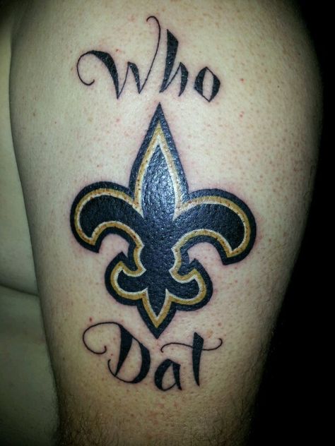 My new tattoo! Go Saints!!! Saints Football Tattoo, Saints Tattoo New Orleans, New Orleans Saints Tattoo, Saints Tattoo, New Orleans Tattoo, Saint Tattoo, Square Tattoo, Football Tattoo, Tattoo New