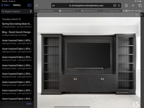 Custom Built Entertainment Centers, Black Entertainment Centers, Custom Entertainment Center, Inset Cabinetry, Painted Kitchen Cabinets Colors, Living Room Entertainment Center, Cabinet Paint Colors, Black Kitchen Cabinets, Gathering Room