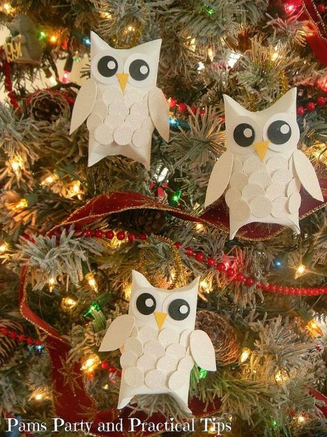 Owl Christmas, Toilet Paper Crafts, Paper Owls, Snow Owl, Candy Cane Christmas, Owl Ornament, Owl Crafts, Toilet Paper Roll Crafts, Paper Roll Crafts