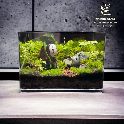 Line @natureglass Anime Terrarium, No Face Ghibli, Tank Aesthetic, Aquatic Theme, Seed Starter Kit, Seed Starter, No Face, Paper Crafts Diy, Studio Ghibli