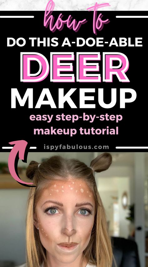 Simple Deer Makeup, Deer Costume Makeup, Deer Halloween Makeup, Deer Makeup Tutorial, Reindeer Makeup, Deer Halloween Costumes, Deer Halloween, Halloween Makeup Tutorial Easy, Real Makeup