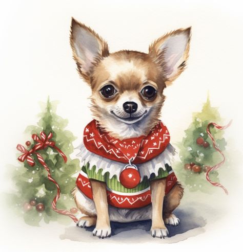 Chihuahua Quotes, Chihuahua Christmas, Merry Christmas Dog, Cute Dog Photos, Cute Chihuahua, Chihuahua Love, Christmas Puppy, Chihuahua Puppies, Christmas Drawing