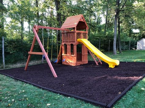 rubber mulch and rubber borders Playground Surface, Rubber Mulch, Backyard Playground, Recycled Rubber, Mulch, Outdoor Play, Home Projects, Borders, Recycling