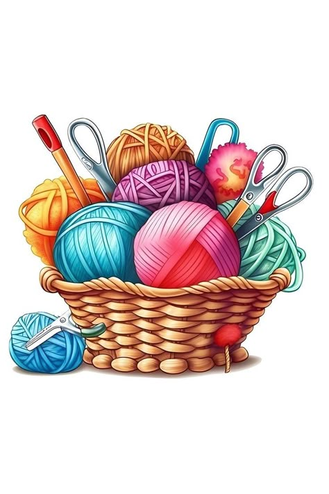 Knitting Basket, Knit Basket, Knit Art, Knitting Bag, Sewing Baskets, General Crafts, Creative Poster Design, Sewing Art, Creative Posters