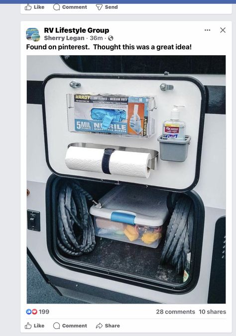 Sanitizing Station, Camper Organization Travel Trailers, Astuces Camping-car, Travel Trailer Organization, Trailer Storage, Camper Trailer Remodel, Rv Camping Tips, Camper Organization, Camper Hacks