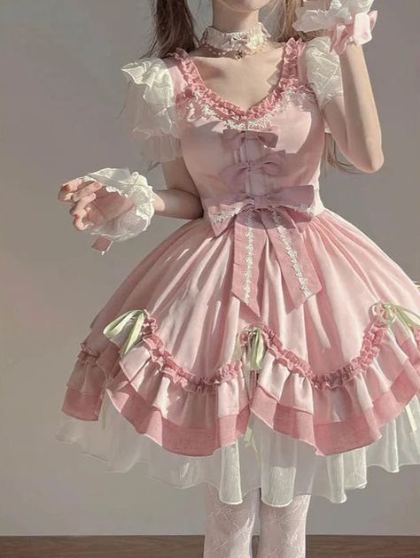 Be the belle of the ball in our Pretty in Pink Lolita Bow Dress. With charming bows, delightful ruffles, and a princess-inspired lolita style, this dress is simply beautiful. Perfect for any occasion, this dress will have you feeling lovely and stylish. (Bow-tiful!) 🎀 Size Chart: Size Bust (cm) Waist (cm) Sleeve (cm) Length (cm) Bust (in) Waist (in) Sleeve (in) Length (in) S 82-88 68-72 21 82 32.28-34.65 26.77-28.35 8.27 32.28 M 86-92 72-76 22 83 33.86-36.22 28.35-29.92 8.66 32.68 L 90-96 76-80 Pink Ruffle Skirt, Japanese Dress, Kawaii Dress, Bow Dress, Pink Ruffle, Fairy Dress, Kawaii Clothes, Pink Mini Dresses, Lolita Dress