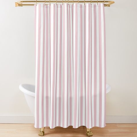 Striped Curtains, Striped Shower Curtains, White Shower Curtain, Pattern Shower Curtain, Button Holes, Summer Stripes, Pink And White Stripes, Patterned Shower Curtain, Rose Gold Pink