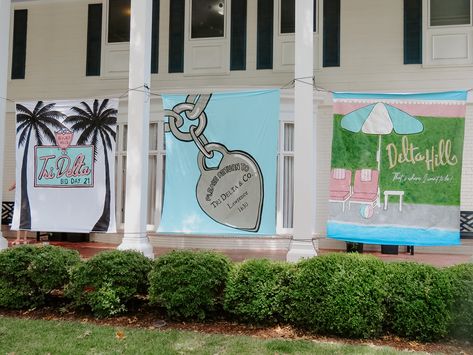 Beverly Hills Bid Day Theme, Sorority Bid Day Banner, Beverly Hills Bid Day, Sorority Banner Ideas, College Banners, Bid Day Banner, Sorority Retreat, College Banner, Sister Hood